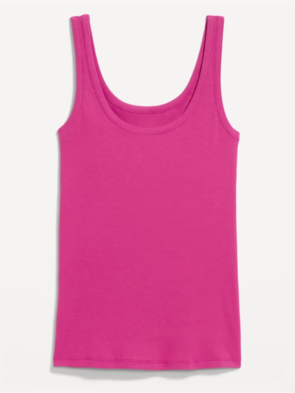 First-Layer Ribbed Scoop-Neck Tank Top